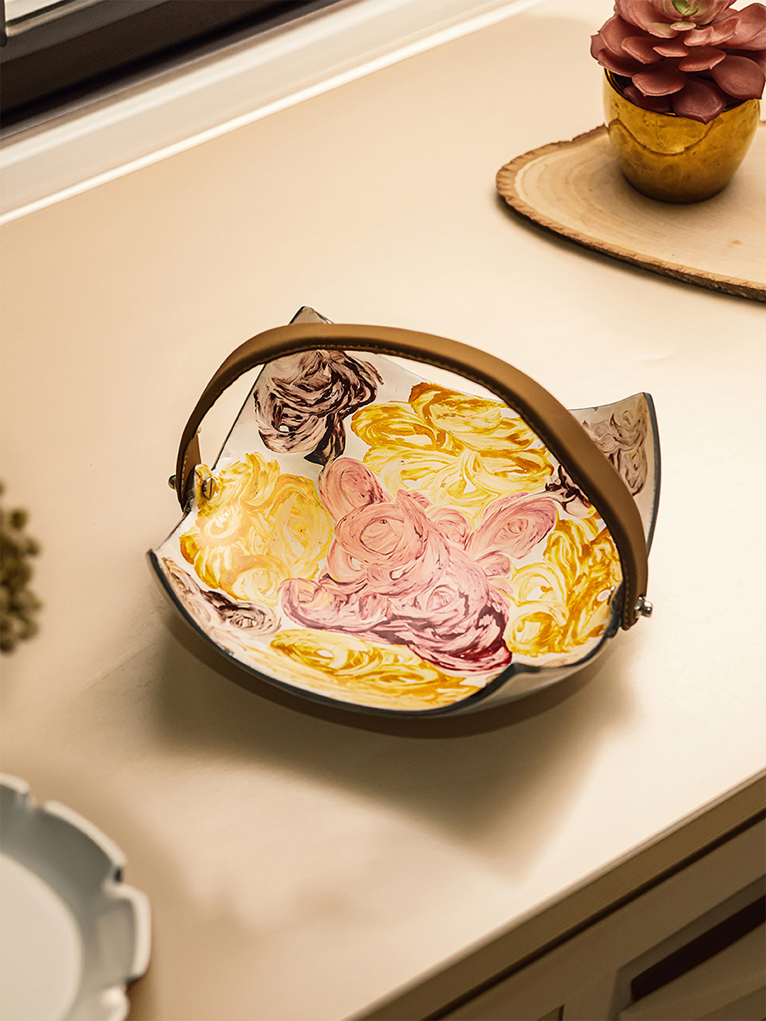 Troveas Yellow Fruit Serving Bowl