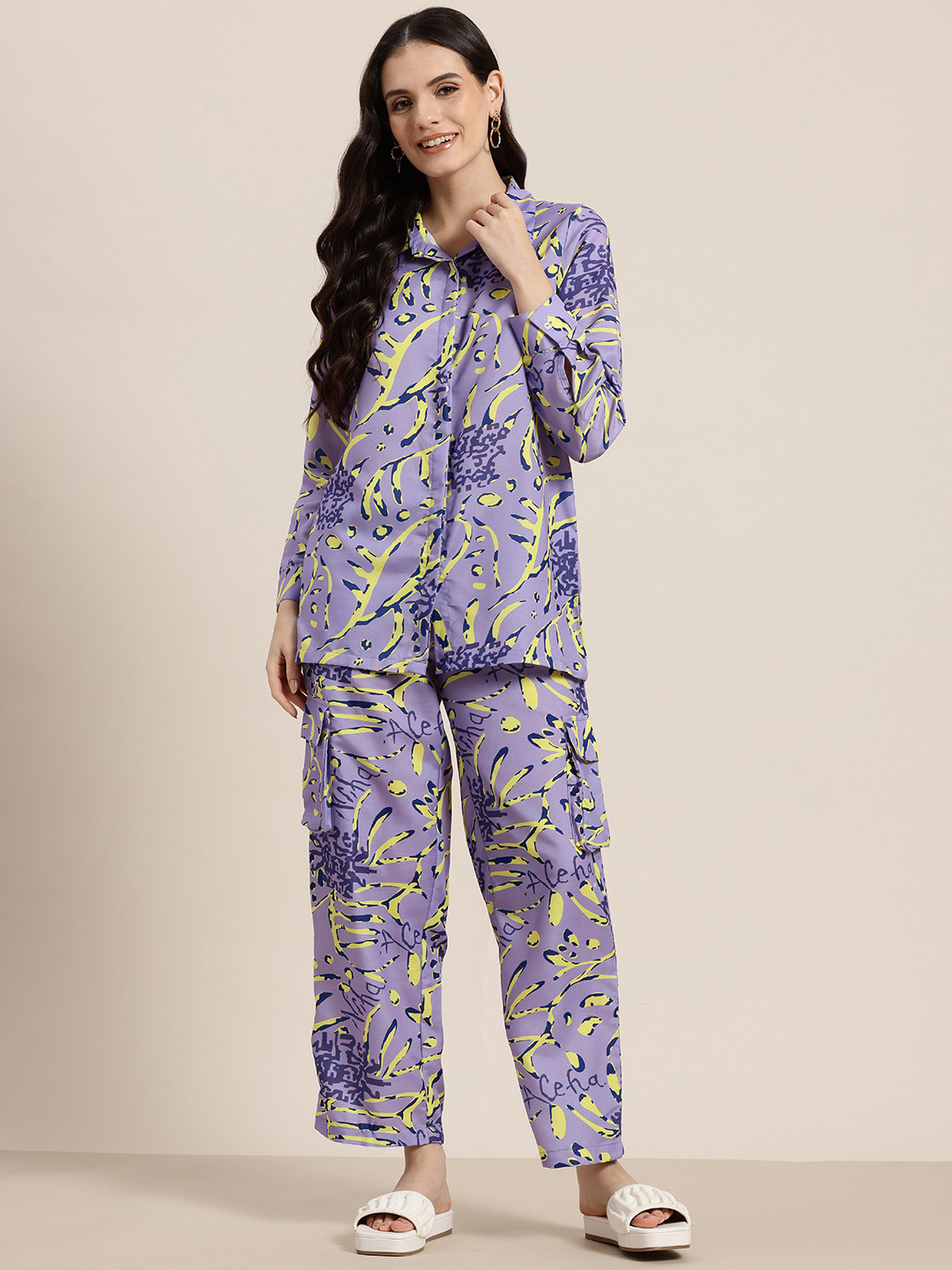 HERE&NOW Quirk Zone Shirt Collar Printed Co-ords