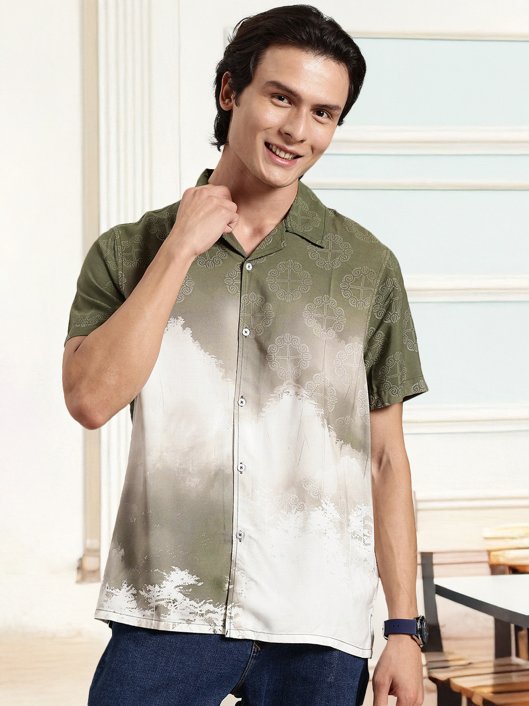 HERE&NOW Super Nature Men Opaque Printed Relaxed Fit Casual Shirt