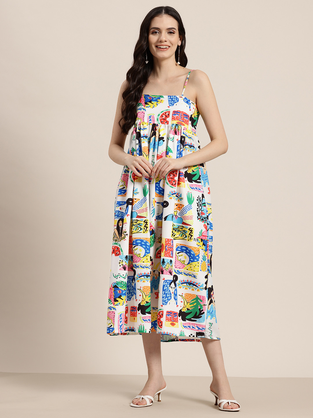 HERE&NOW Quirk Zone Print Empire Midi Dress