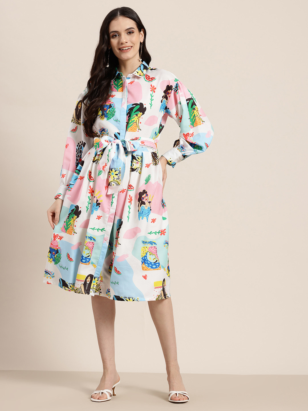 HERE&NOW Quirk Zone Conversational Print Shirt Dress