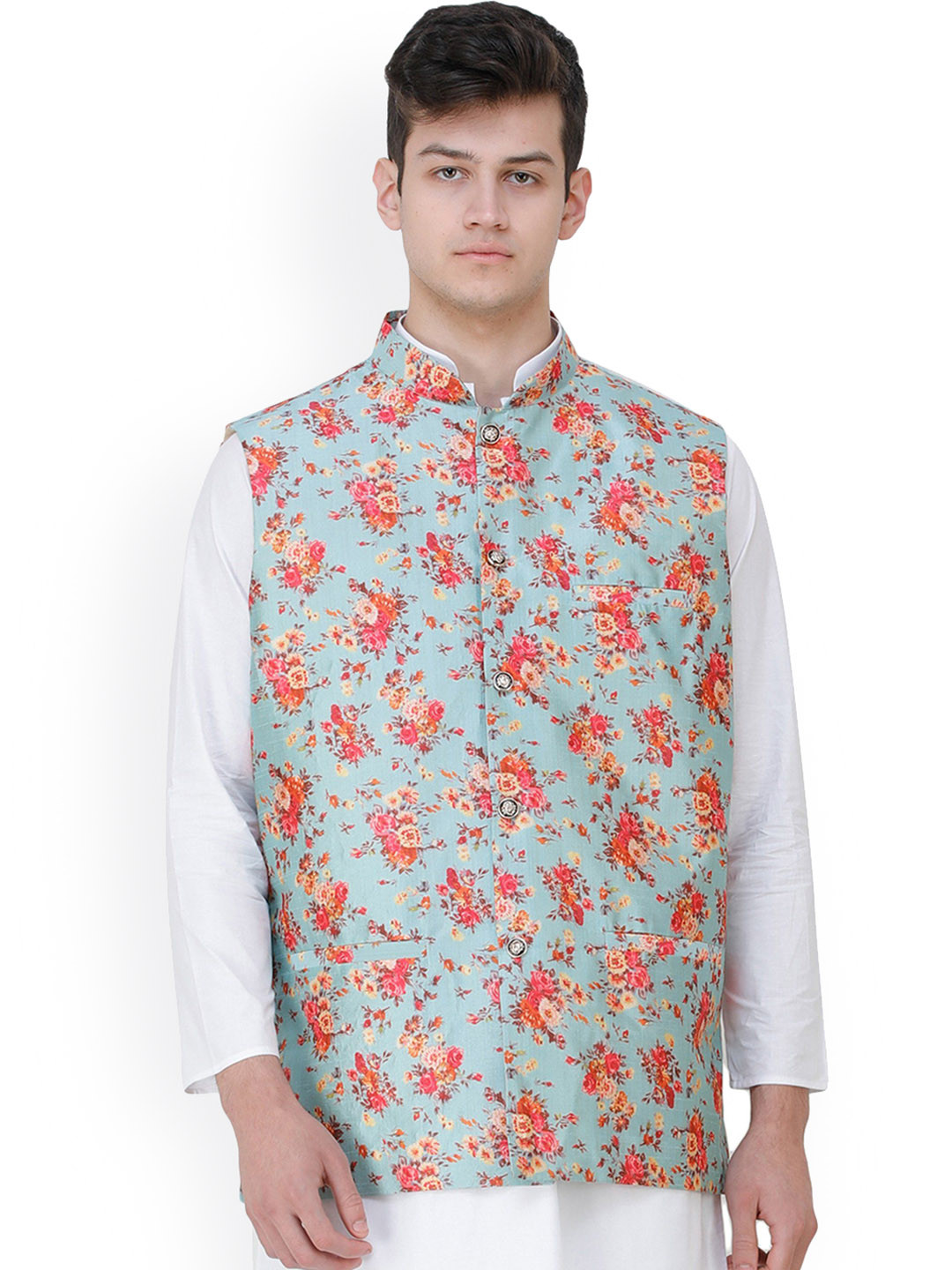 Exotic India Wedding Waistcoat with Digital Printed Florals all over