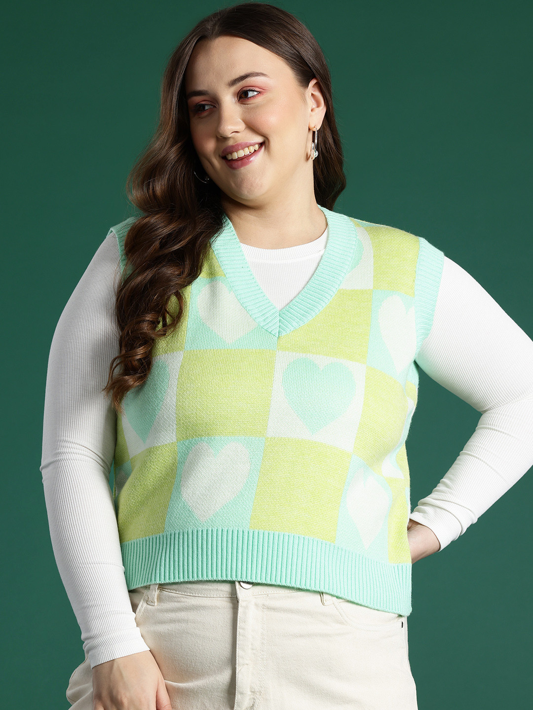 DressBerry Curve Conversational Printed Sweater Vest