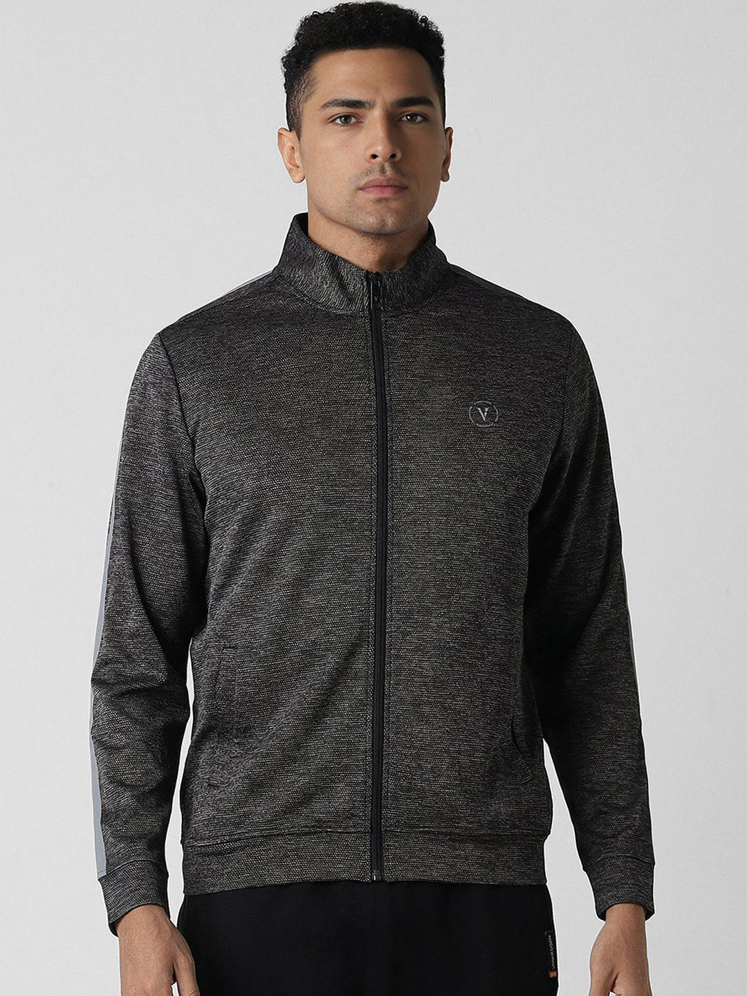 Van Heusen Flex Men Grey Textured Sporty Casual Jacket