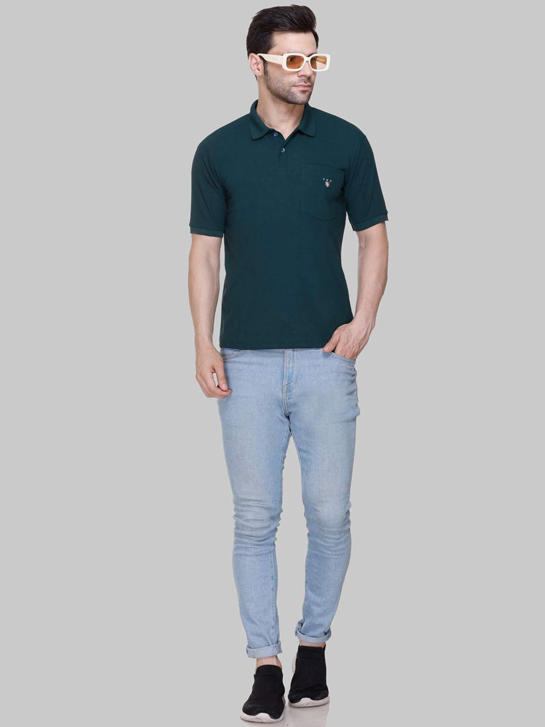 FLOSBERRY Stylish Men Polo Collar Pocket T-shirt