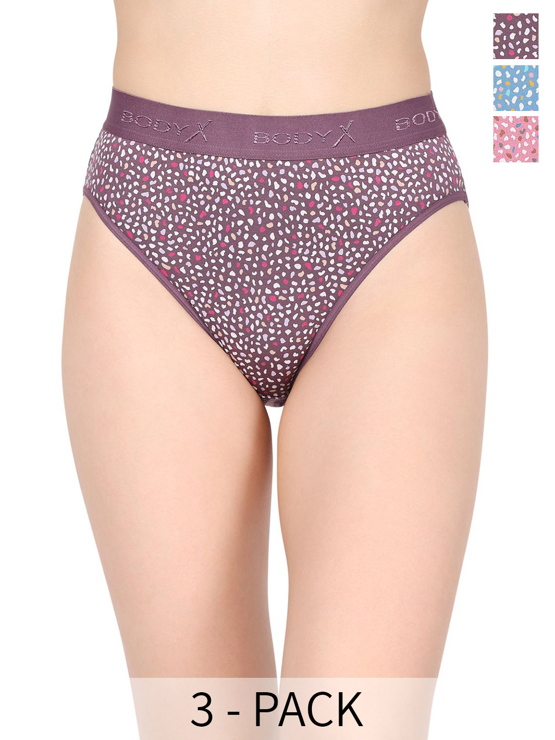 BODYX Pack Of 3 Printed Mid-Rise Basic Briefs - BX516-MULTI-3PCS-S