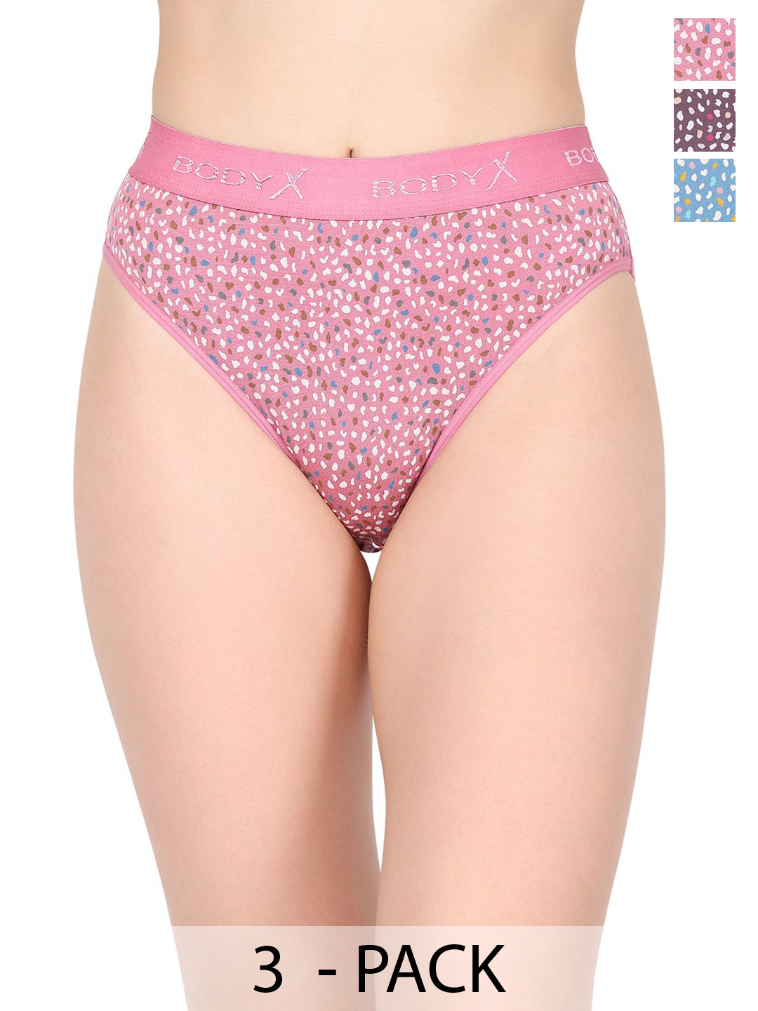 BODYX Pack Of 3 Printed Mid-Rise Basic Briefs - BX516-MULTI-3PCS-XXL
