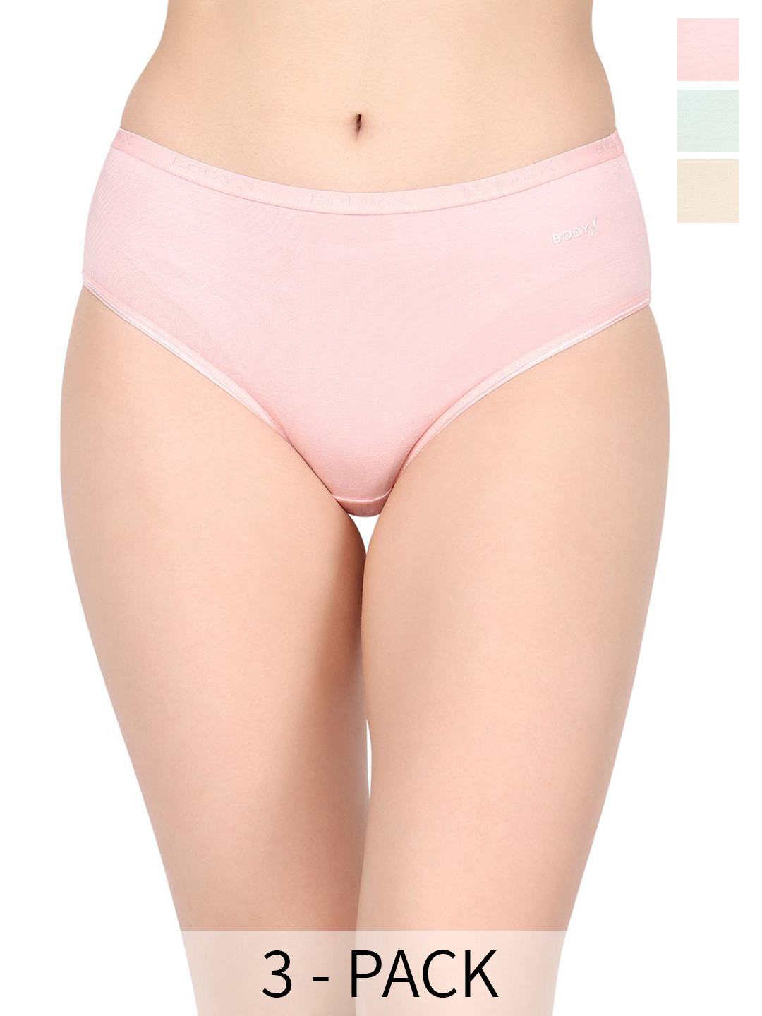 BODYX Pack Of 3 High-Rise Hipster Briefs - BX519-MULTI-3PCS-S