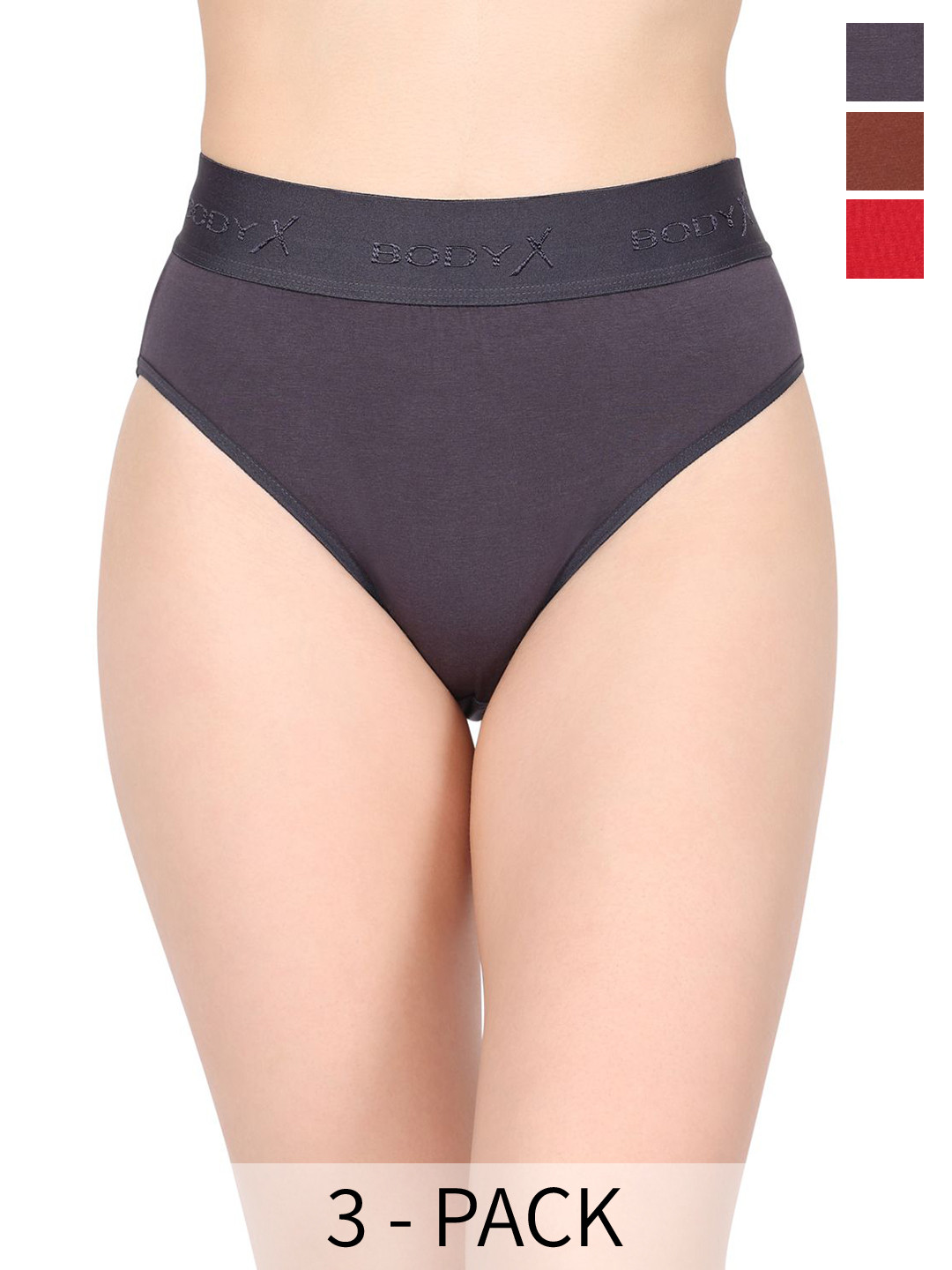 BODYX Pack Of 3 Mid-Rise Basic Briefs - BX518-MULTI-3PCS-S