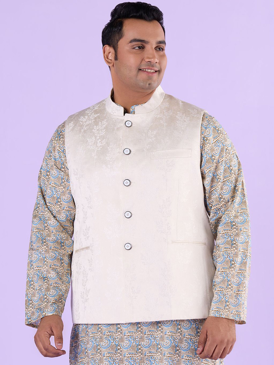Big Hello - The Plus Life Men Woven Design Nehru Jacket