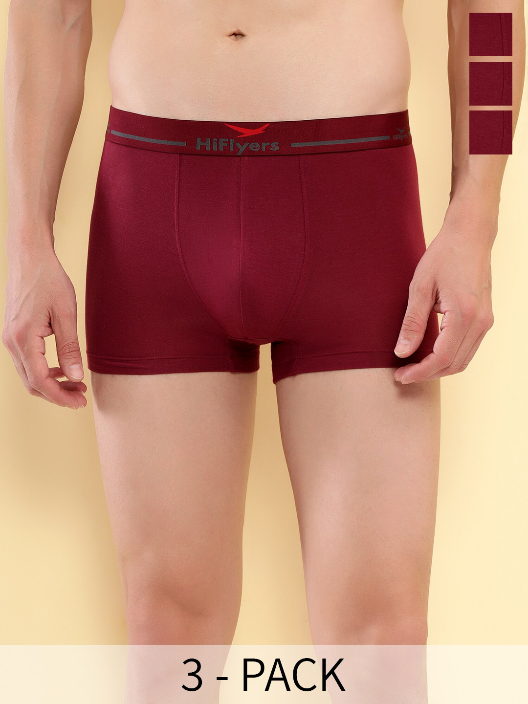 HiFlyers Pack Of 3 Odour-Free Trunks HF601_PO3_MRN_S