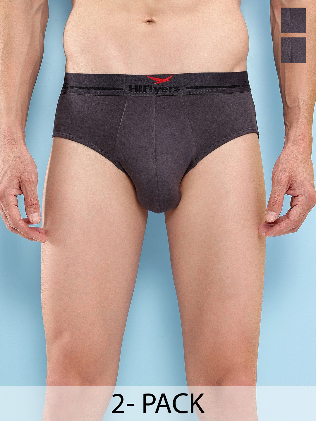 HiFlyers Pack Of 3 Mid-Rise Odor Free Basic Briefs HF602_PO3_GRY_S