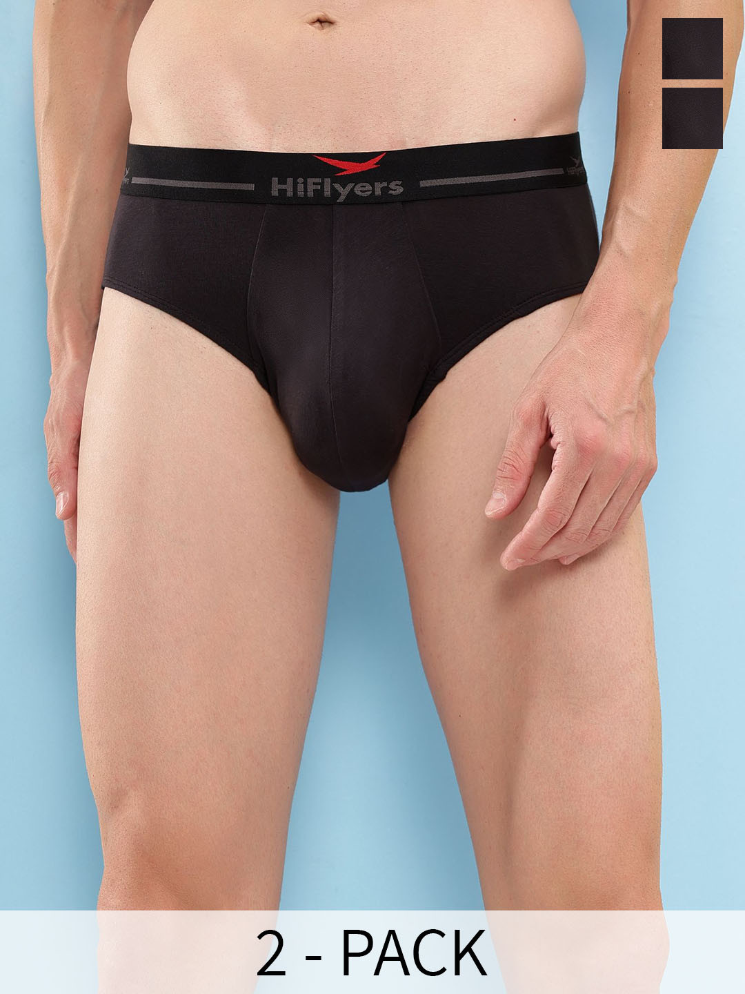HiFlyers Pack Of 2 Odour-Free Basic Briefs HF602_PO2_BLK-BLK_S