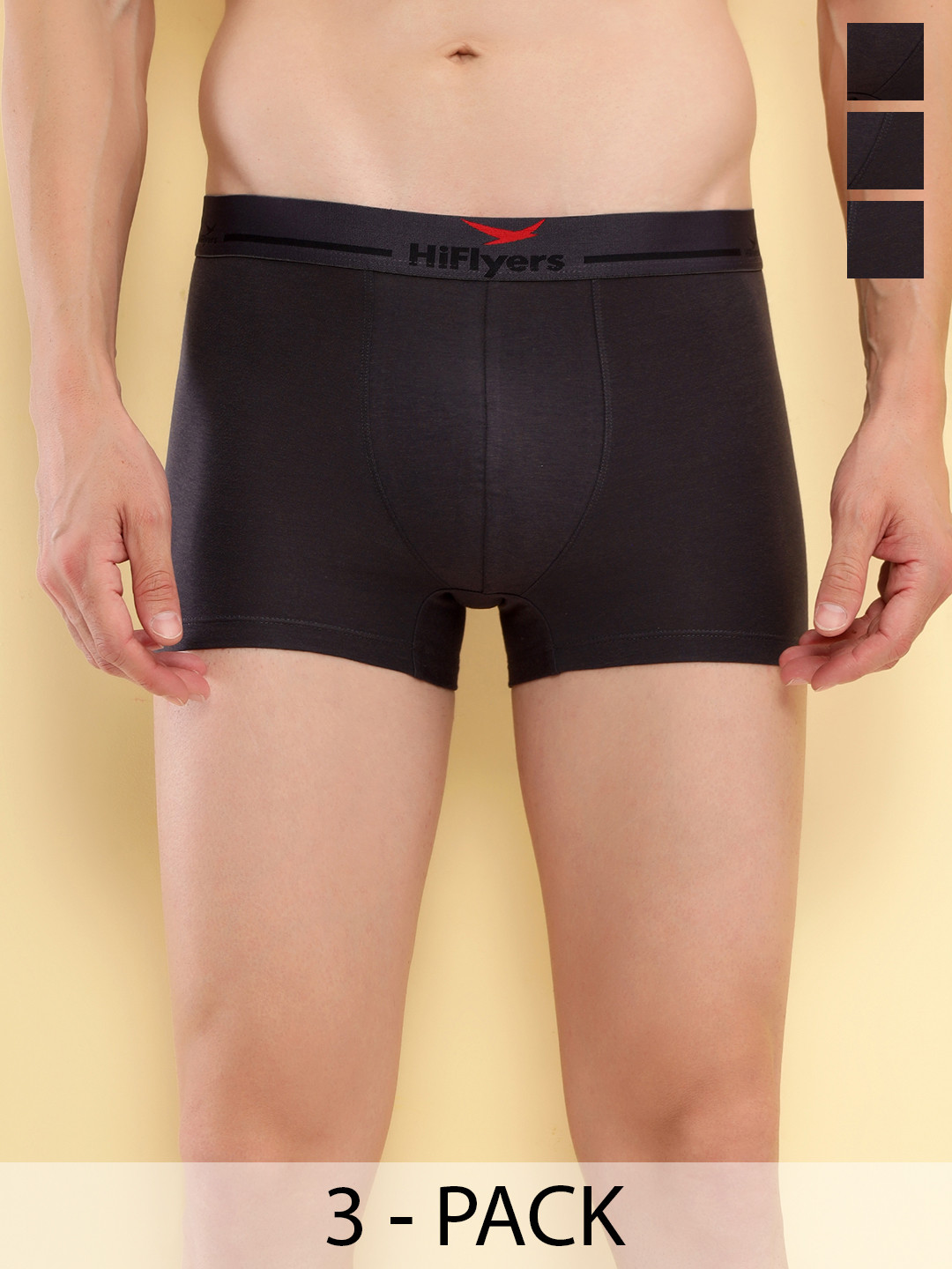 HiFlyers Pack Of 3 Breathability Trunks HF501_PO3_GRY_S