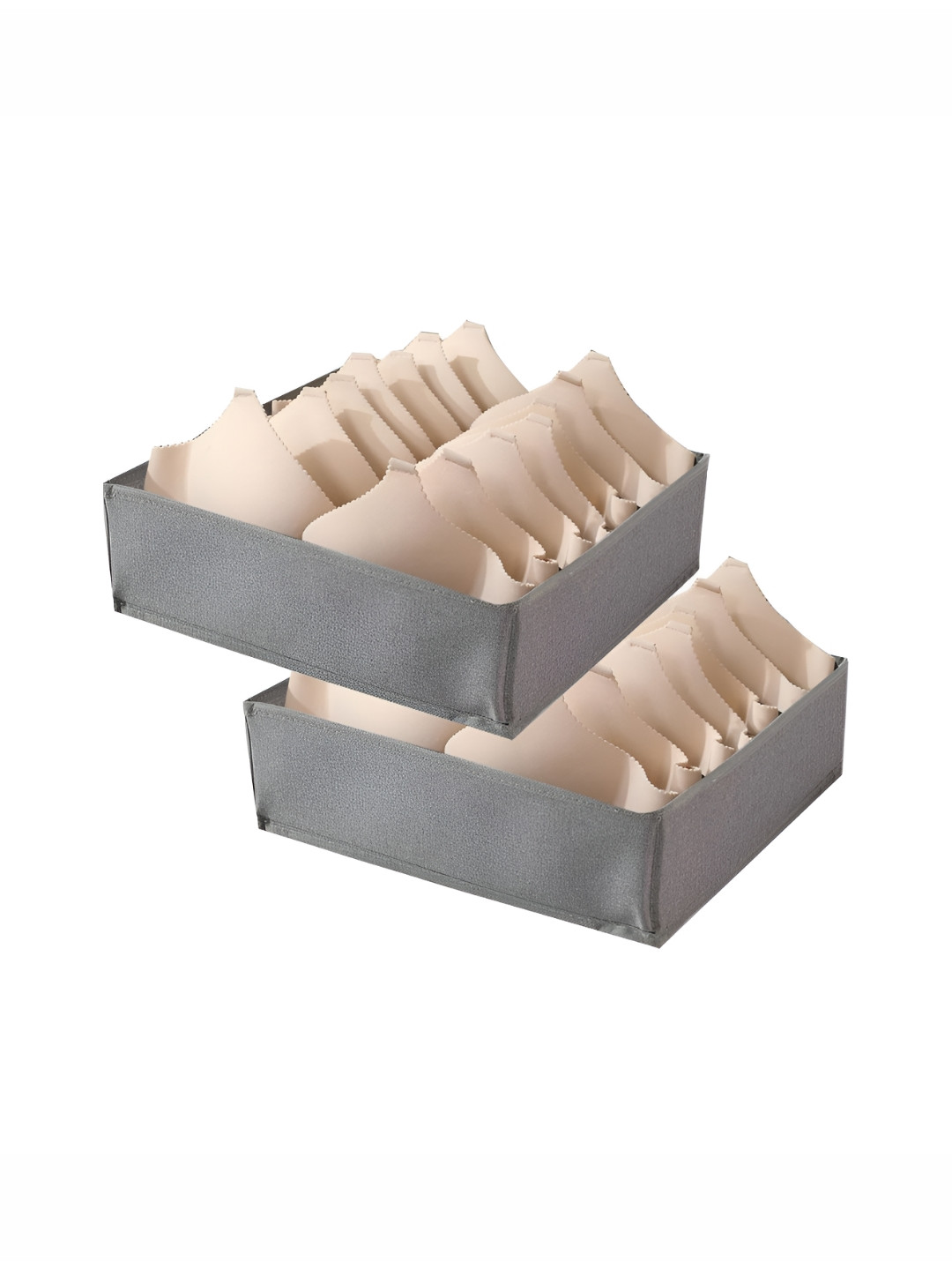 HOKIPO Grey Set of 2 Regular Lingerie Organizers for Wardrobe