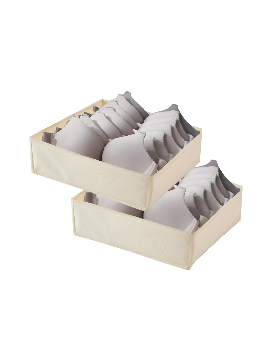 HOKIPO Beige Set of 2 Lingerie Organizer for wardrobe
