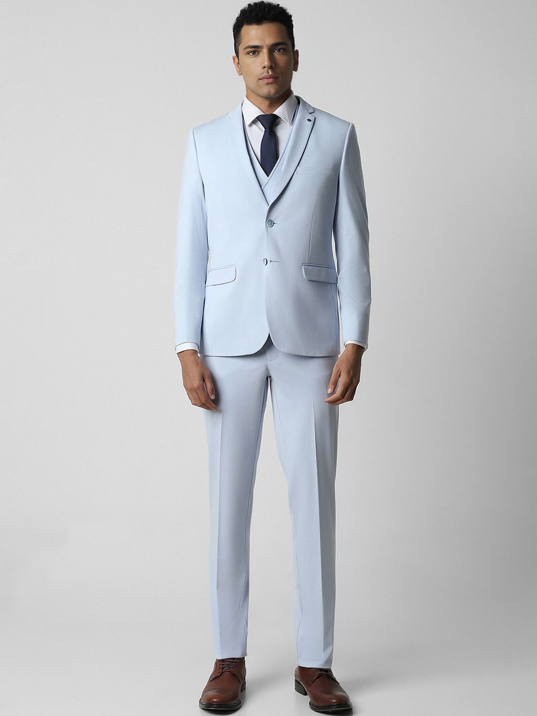 Van Heusen Men Double Vent Single-Breasted Super Slim-Fit Four-Piece Formal Suit