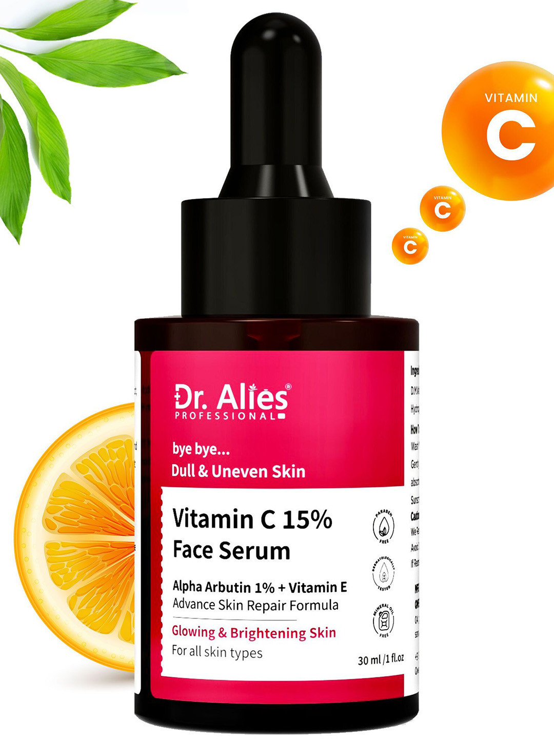 Dr Alies Professional 15% Vitamin C Face Serum For Skin Brightening Dark Spots - 30 ml