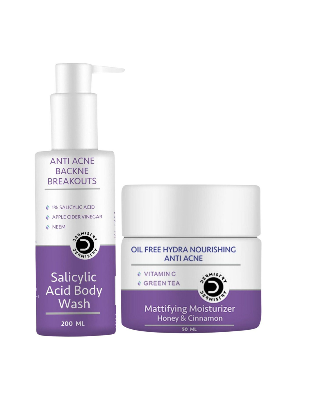 Vigini Set of Dermistry Salicylic Acid Body Wash - 200ml & Mattifying Moisturizer - 50ml