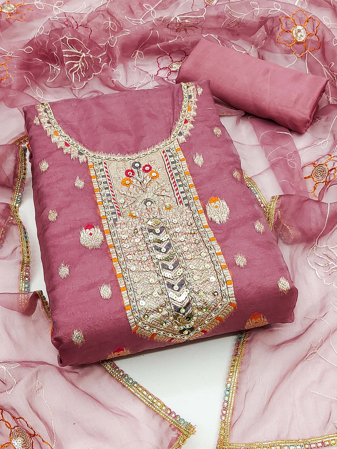 KIMISHA  Women Organza Unstitched Dress Material