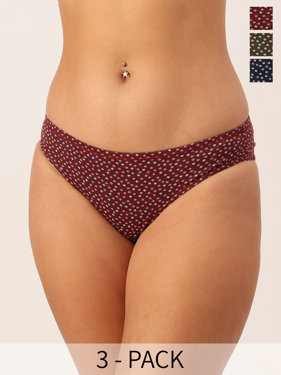 DressBerry Pack Of 3 Printed Cotton Bikini Briefs DB-CHV-COT-3PP-05