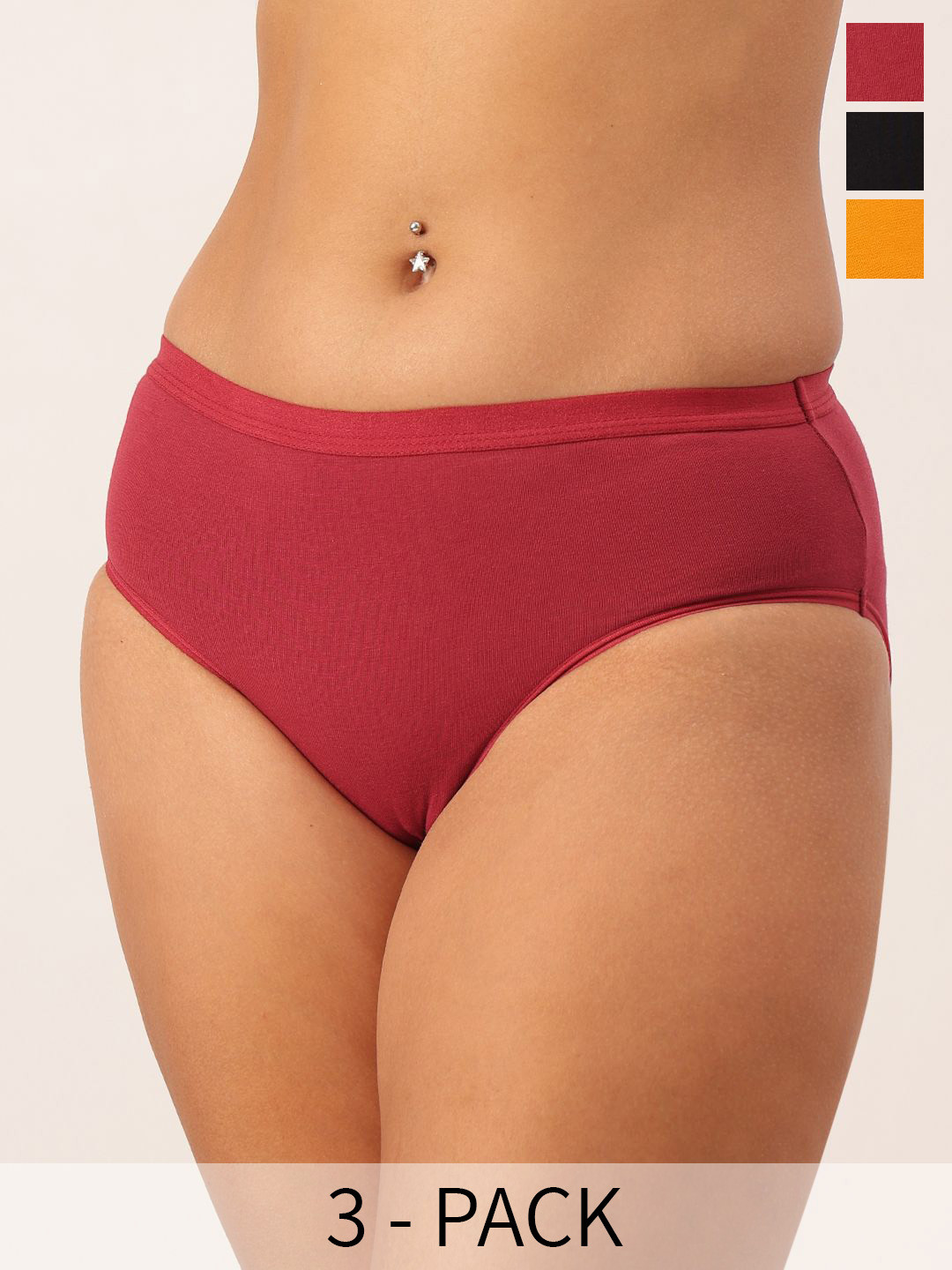 DressBerry Pack Of 3 Cotton Ribbed Briefs DB-CHV-BRF-33-12A