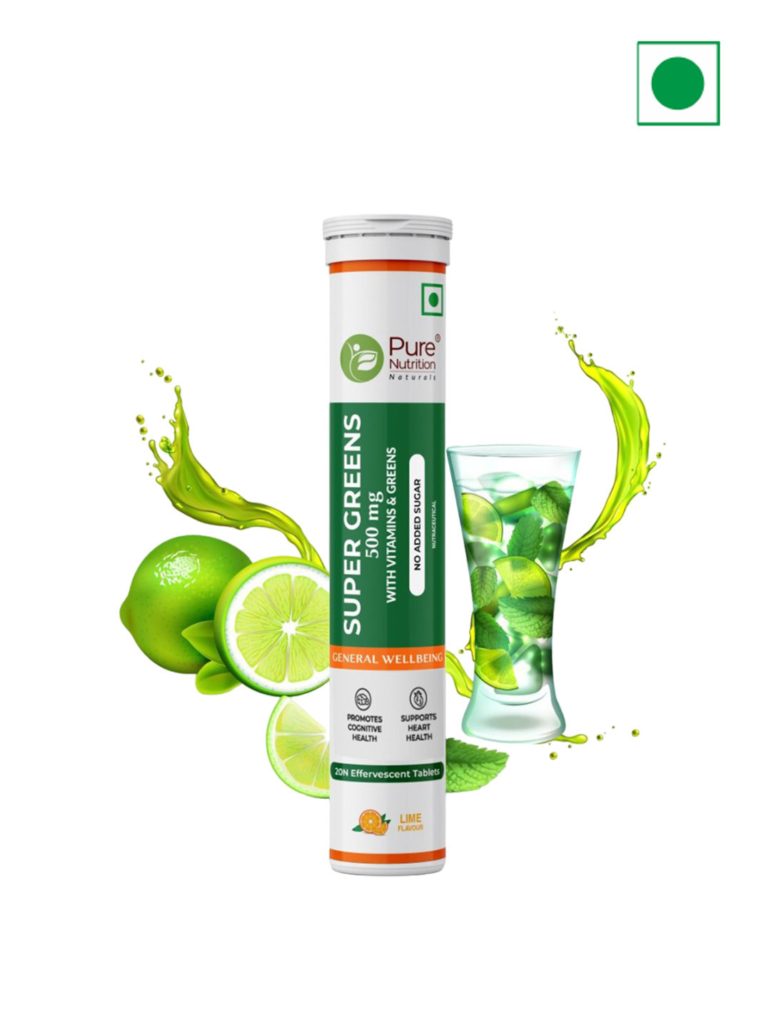 Pure Nutrition Super Green Tablets - 20 Effervescent Tablets