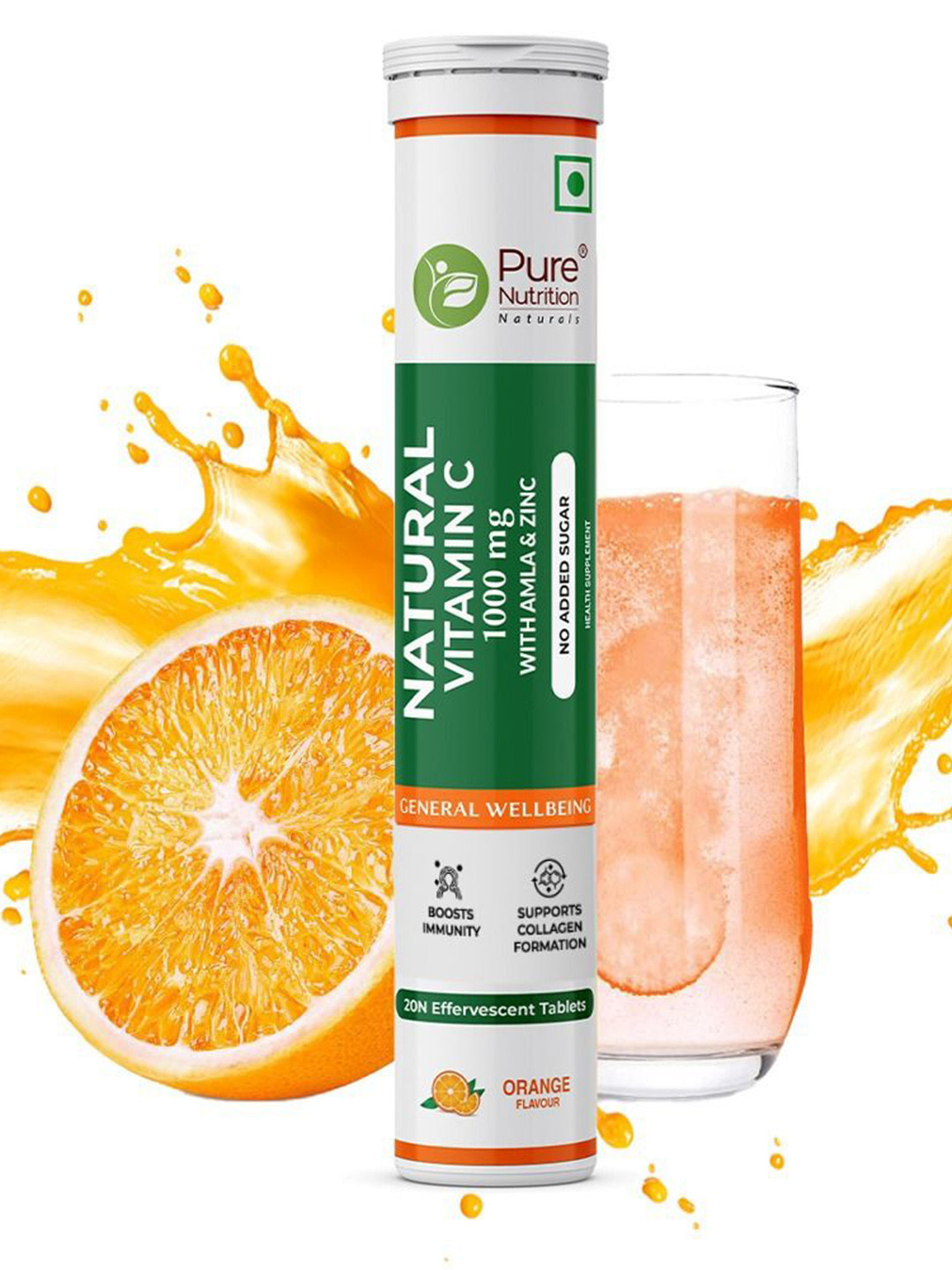 Pure Nutrition Vitamin C Effervescent Tablets - 20 Tablets - Orange Flavor