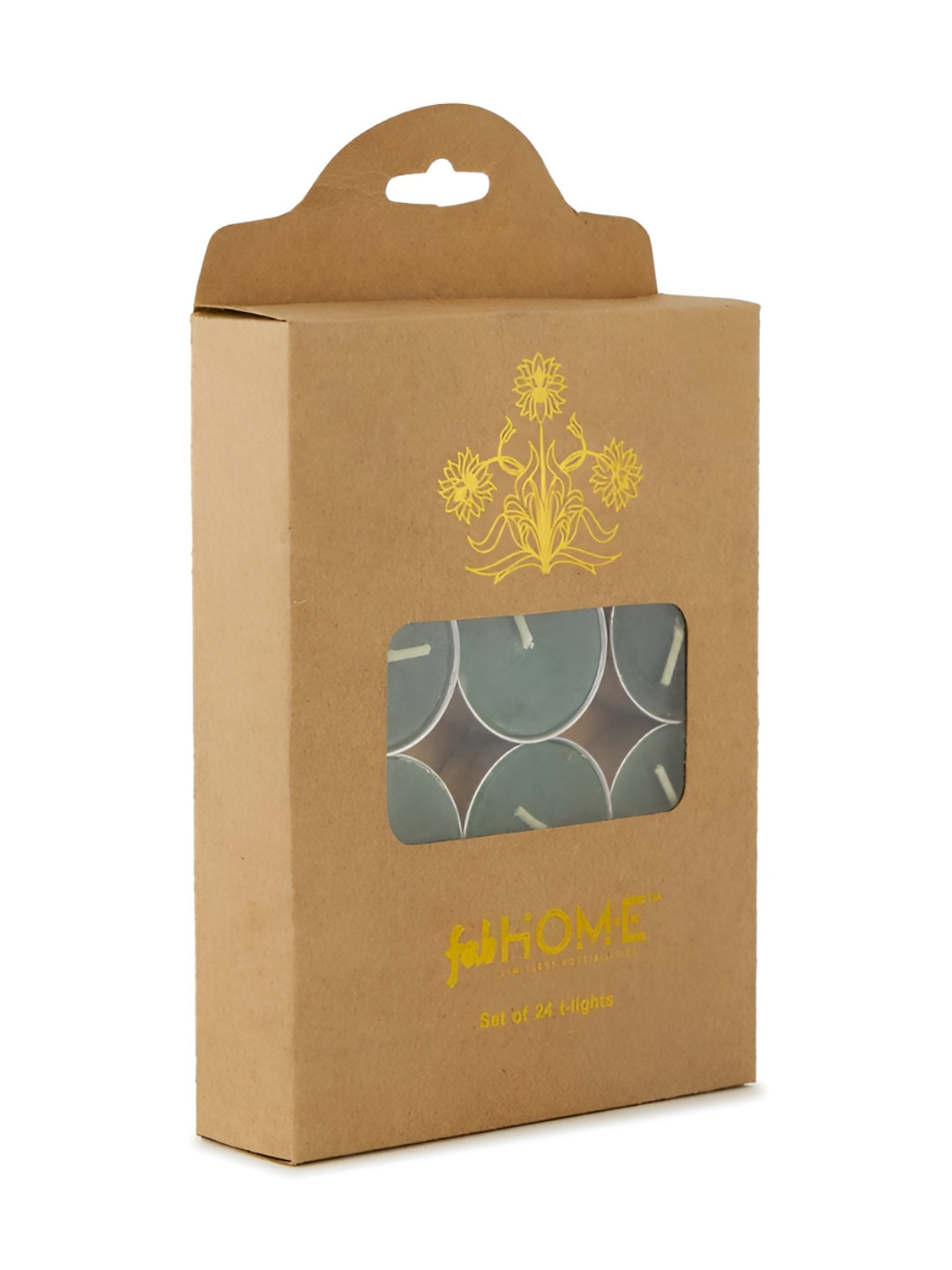 Fabindia Aalaya Khus 12Pcs Smokeless 1 Wick Solid Round Regular Tea Light Candles