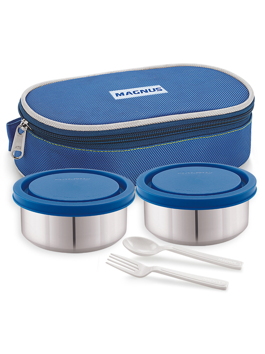 MAGNUS Blue 2 Pieces Printed Stainless Steel Lunch Box With Cover