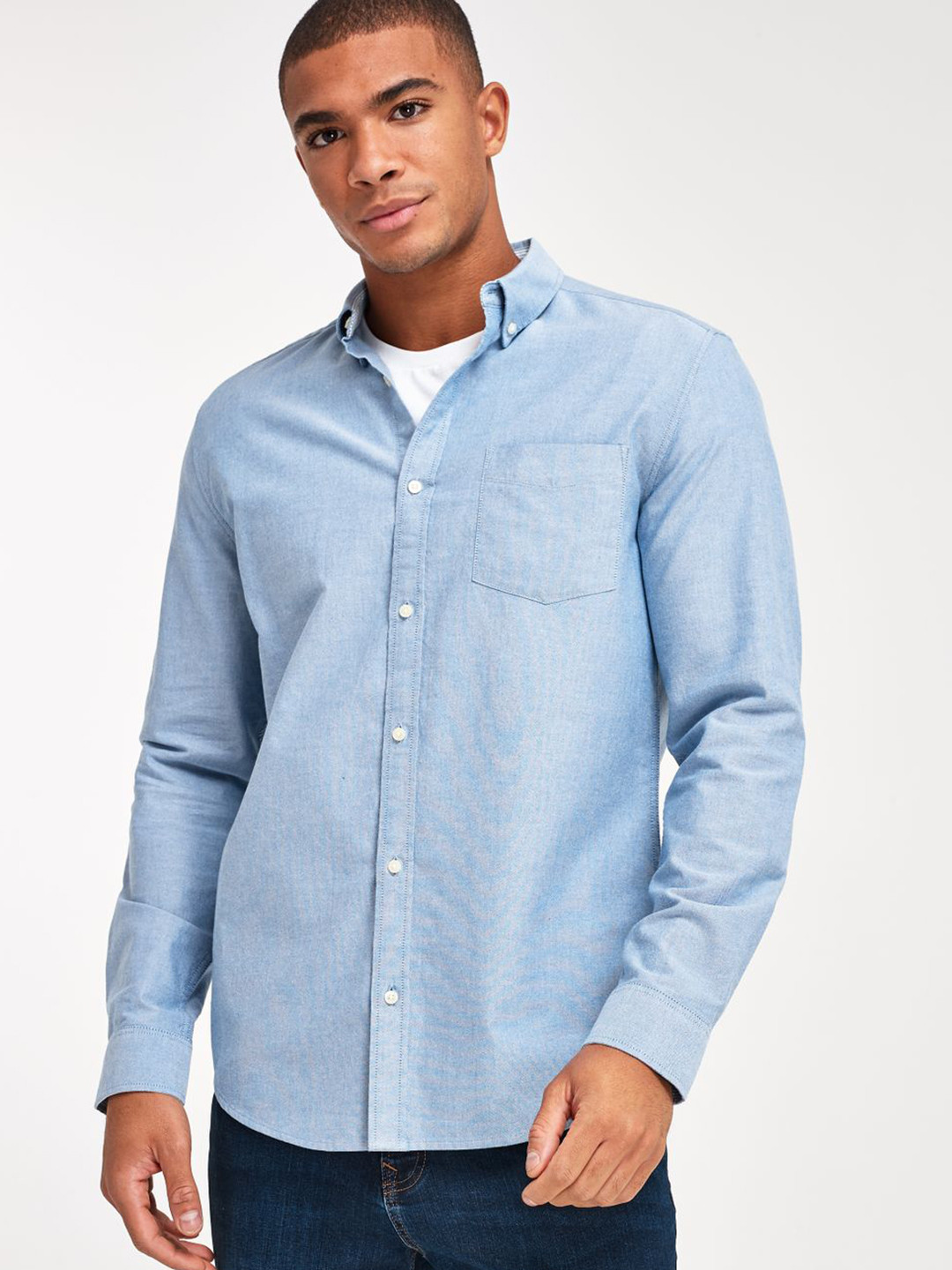 NEXT Button-Down Collar Pure Cotton Casual Shirt