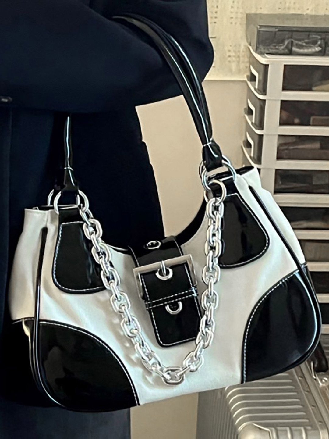 Styli Women Patch Detail Belted Handbag