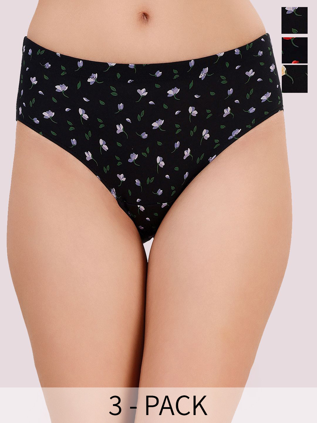 Soie Pack Of 3 Printed High-Rise Hipster Briefs 3FCB-30-5 MULTI PACK-B