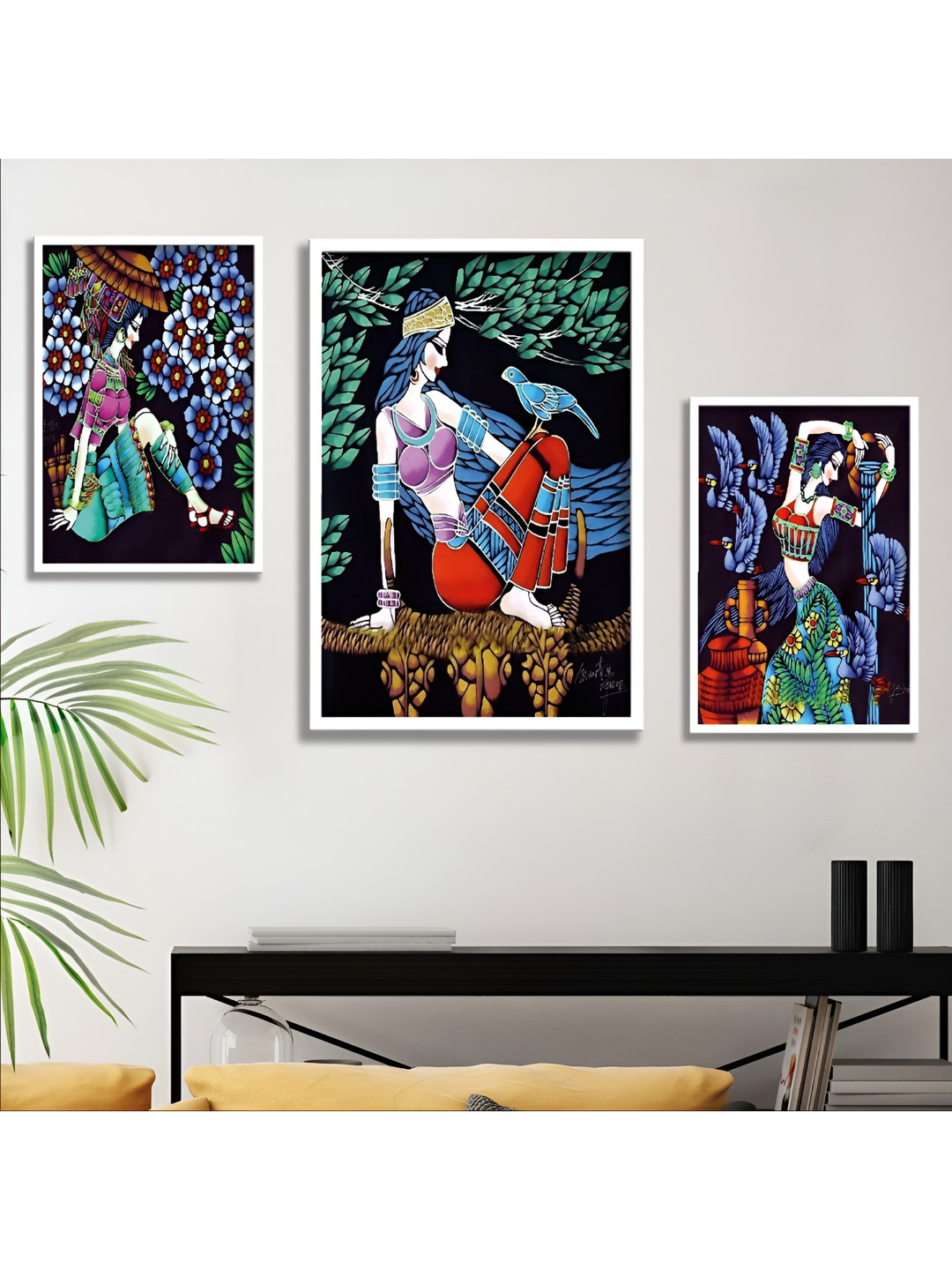 Aura Red & White 3 Piece Wood Other Wall Paintings