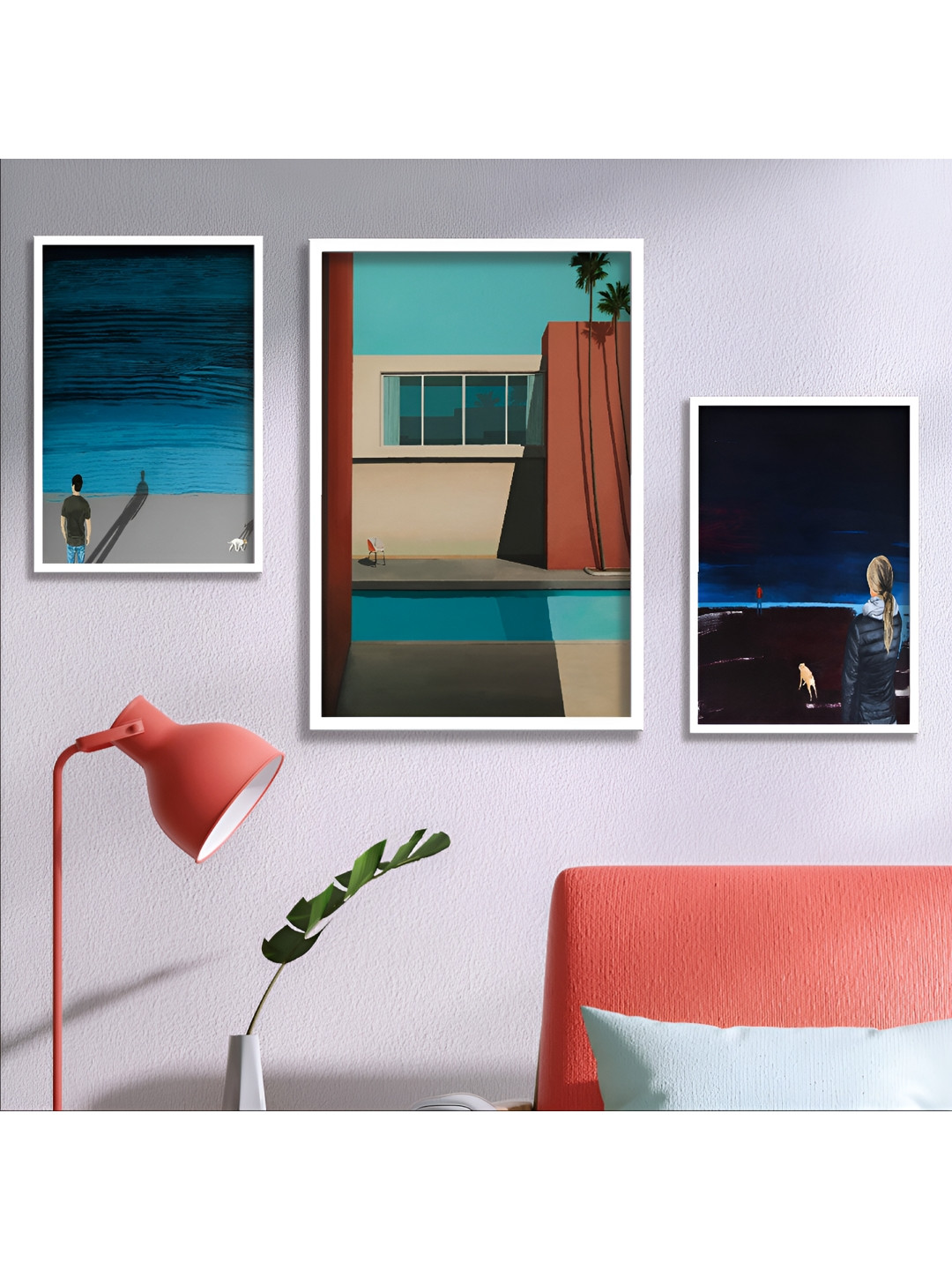 Aura Blue & Black 3 Piece Wood Other Wall Paintings