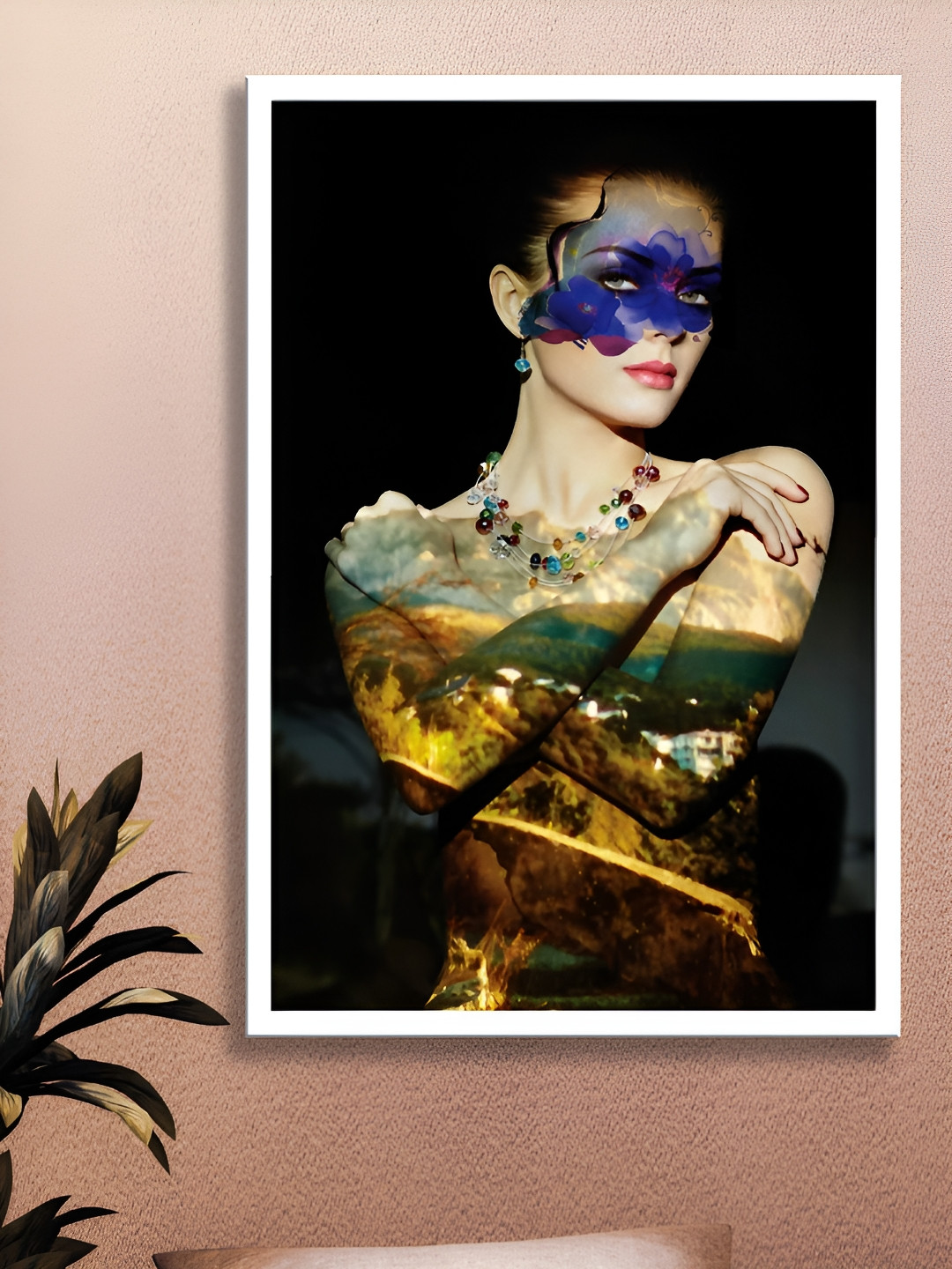 Aura Gold Wood Wall Living Room Rectangle Potrait Paintings Wall Art