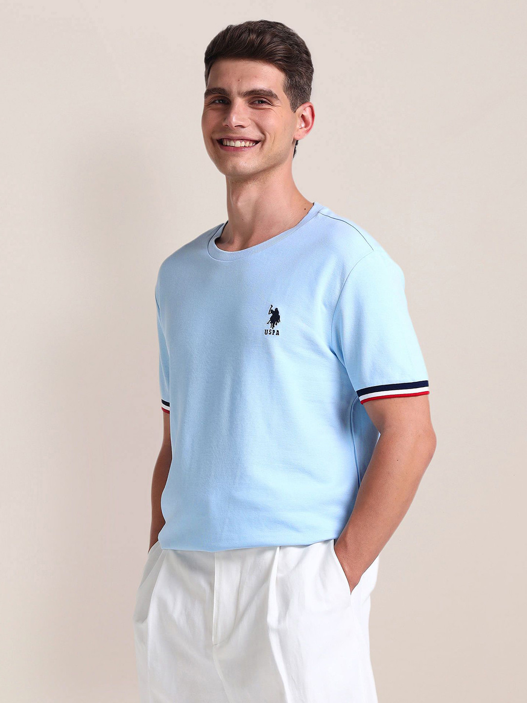 U.S. Polo Assn. Men Drop-Shoulder Sleeves Pockets Slim Fit T-shirt