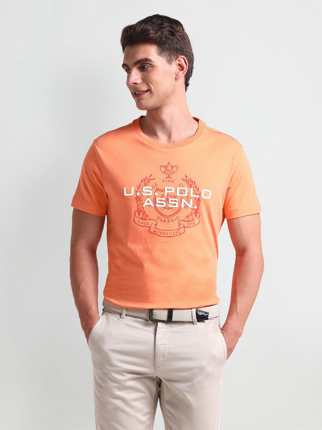 U.S. Polo Assn. Denim Co. Men Typography Printed Round Neck Slim Fit T-shirt