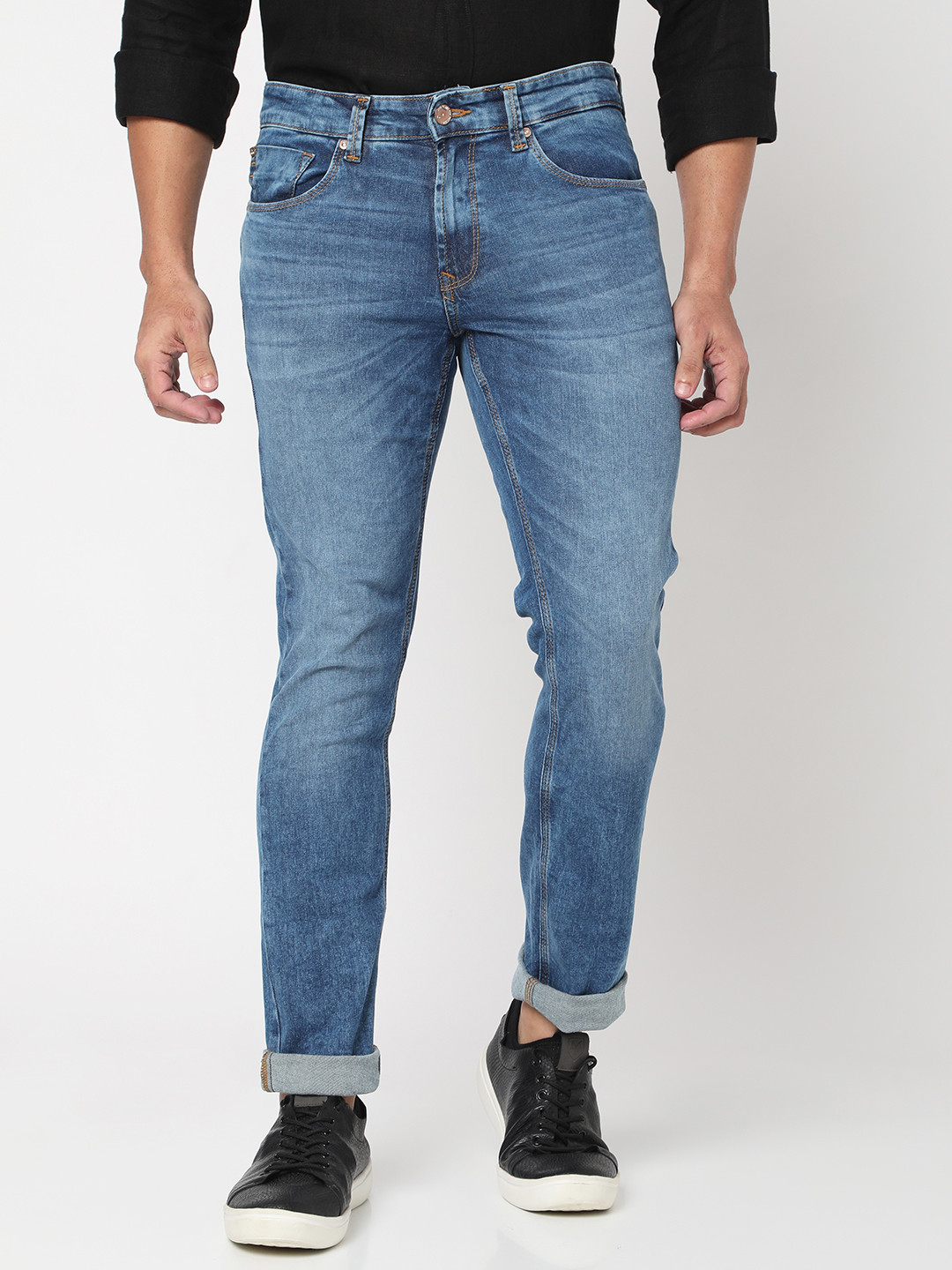 SPYKAR Men Rover Fit, Mid Rise, Regular Fit, Light Fade Stretchable Jeans