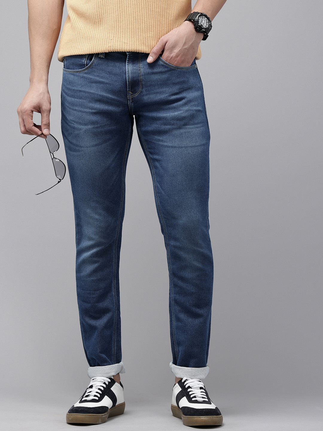 SPYKAR Men Skinny Slim Fit Low-Rise Light Fade Stretchable Jeans
