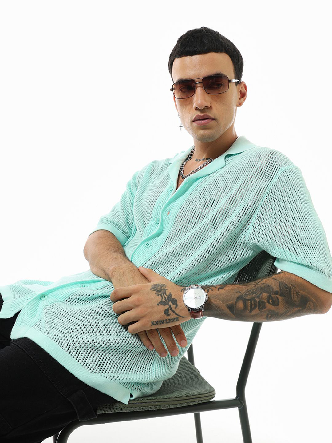 Bewakoof Pure Cotton Semi Sheer Texture Oversized Shirt