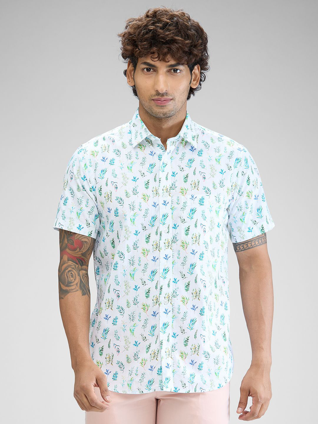 ColorPlus Men Tailored Fit Floral Opaque Printed Casual Shirt