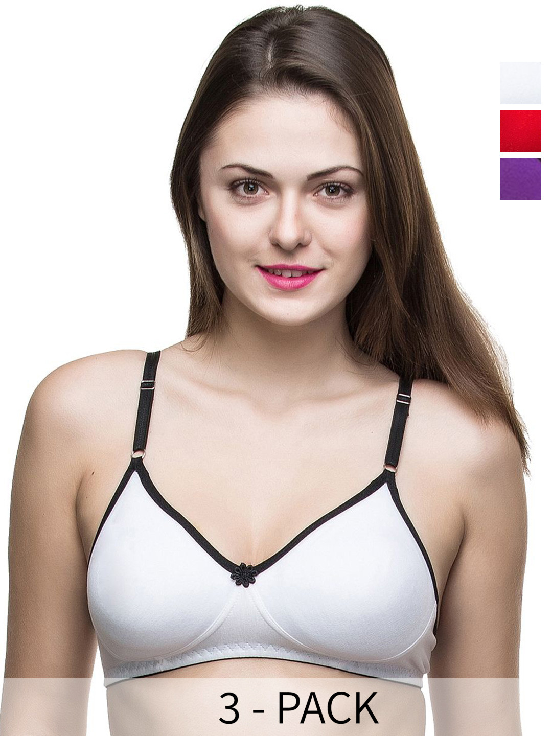 Docare Pack Of 3 Full Coverage Non Padded Non-Wired Seamless T Shirt Bras-All Day Comfort