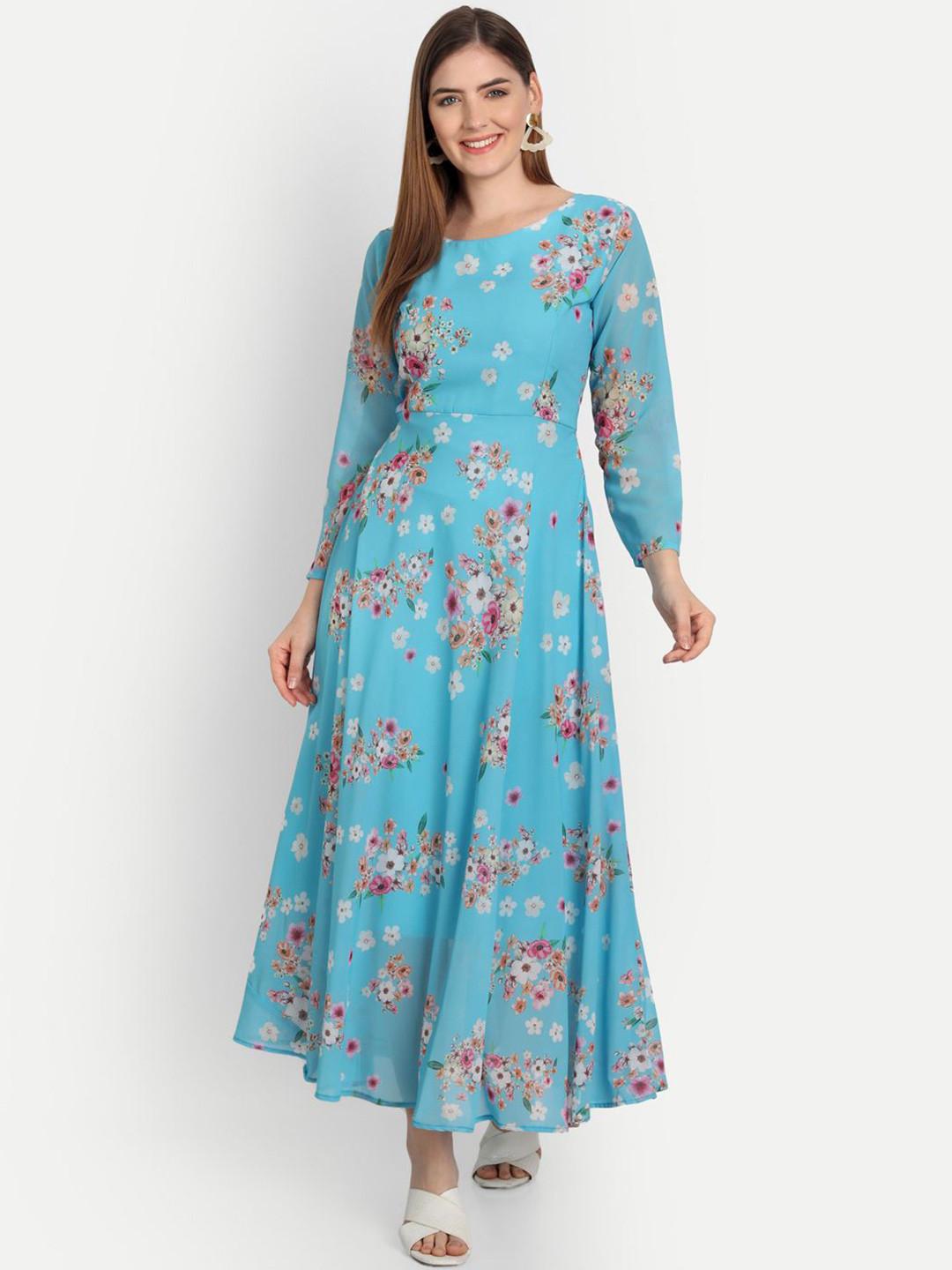 Dhwanit Floral Print Fit & Flare Maxi Dress