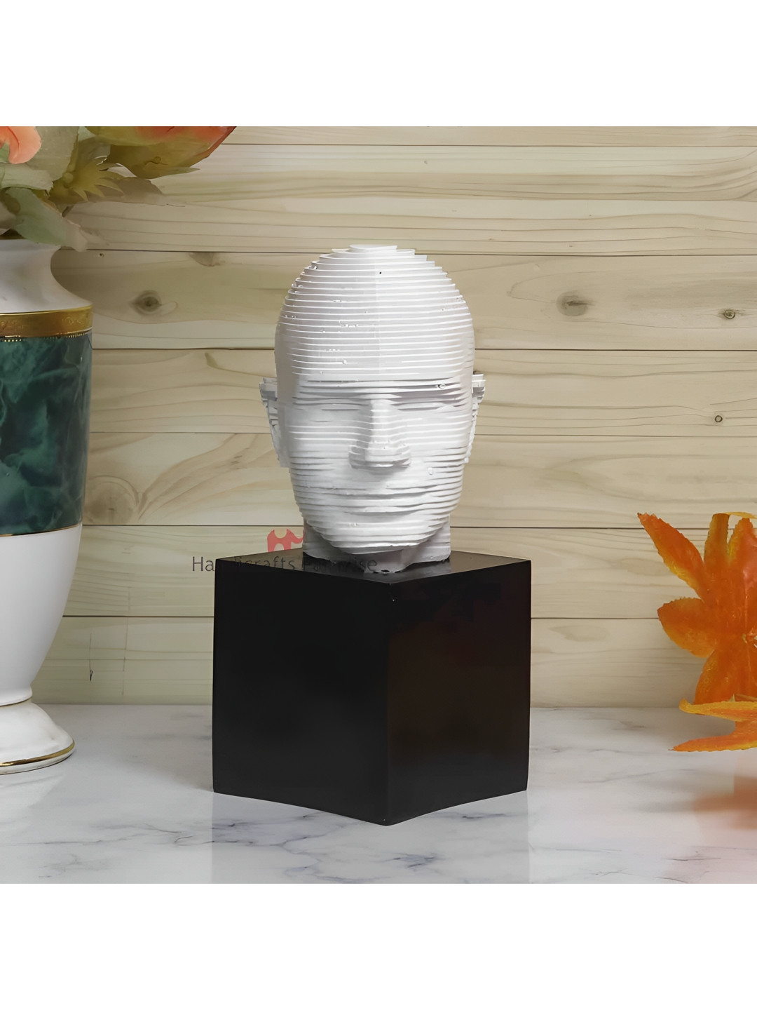 HANDICRAFTS PARADISE Manequin Face Multicoloured Marble Glossy Home Office Small Showpiece - 9.3 Inches