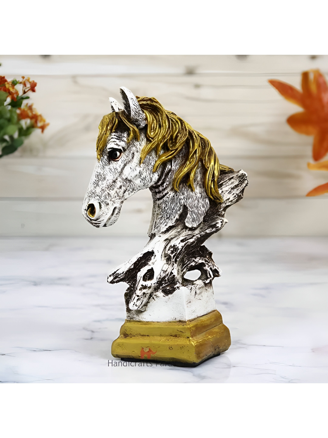 HANDICRAFTS PARADISE Horse Multicoloured Marble Natural Home Office Small Showpiece - 7.5 Inches