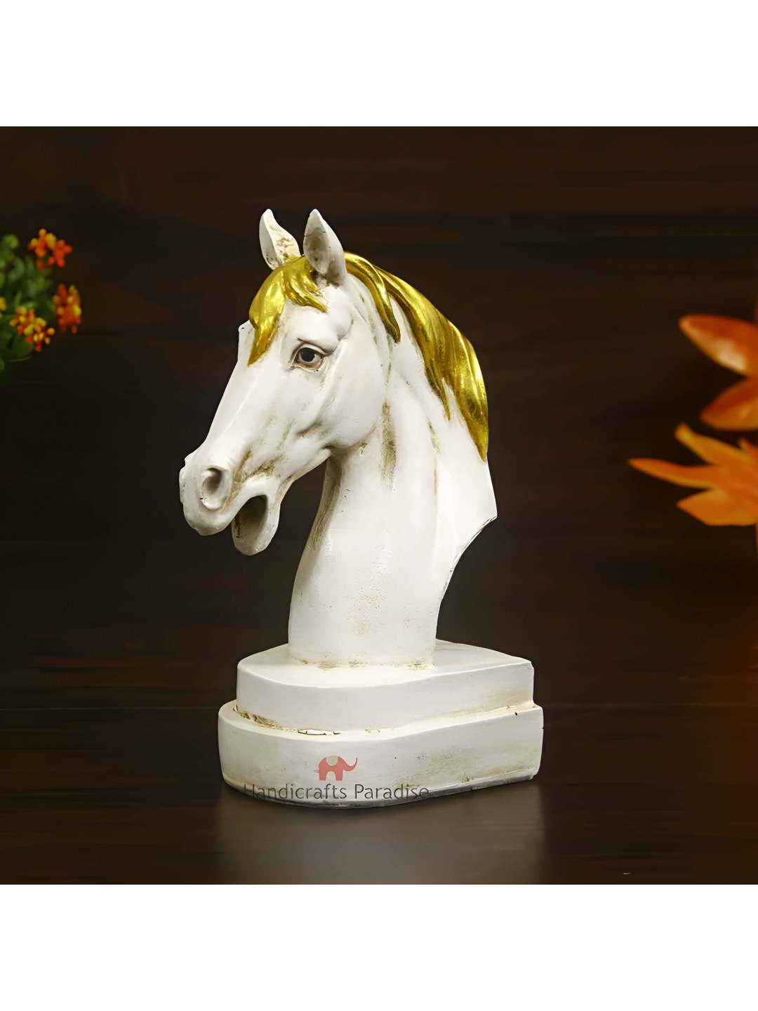 HANDICRAFTS PARADISE Horse Symbol Of Strength Multicoloured Marble Glossy Living Room Small Showpiece - 8 Inches