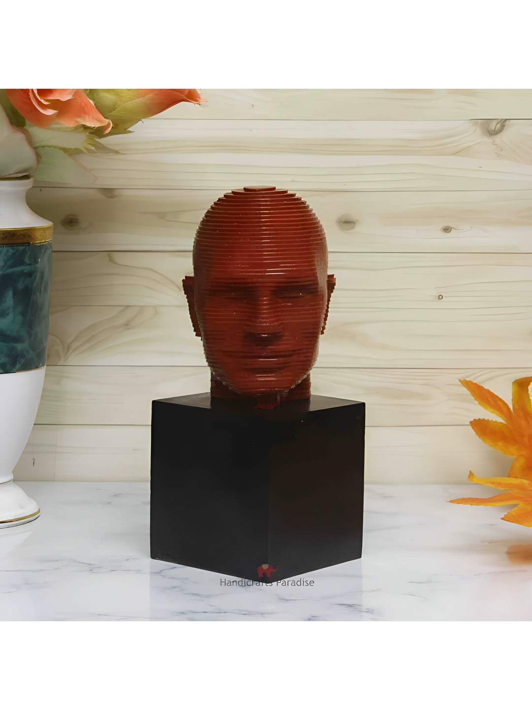 HANDICRAFTS PARADISE Manequin Face Multicoloured Marble Natural Living Room Medium Showpiece - 9.3 Inches