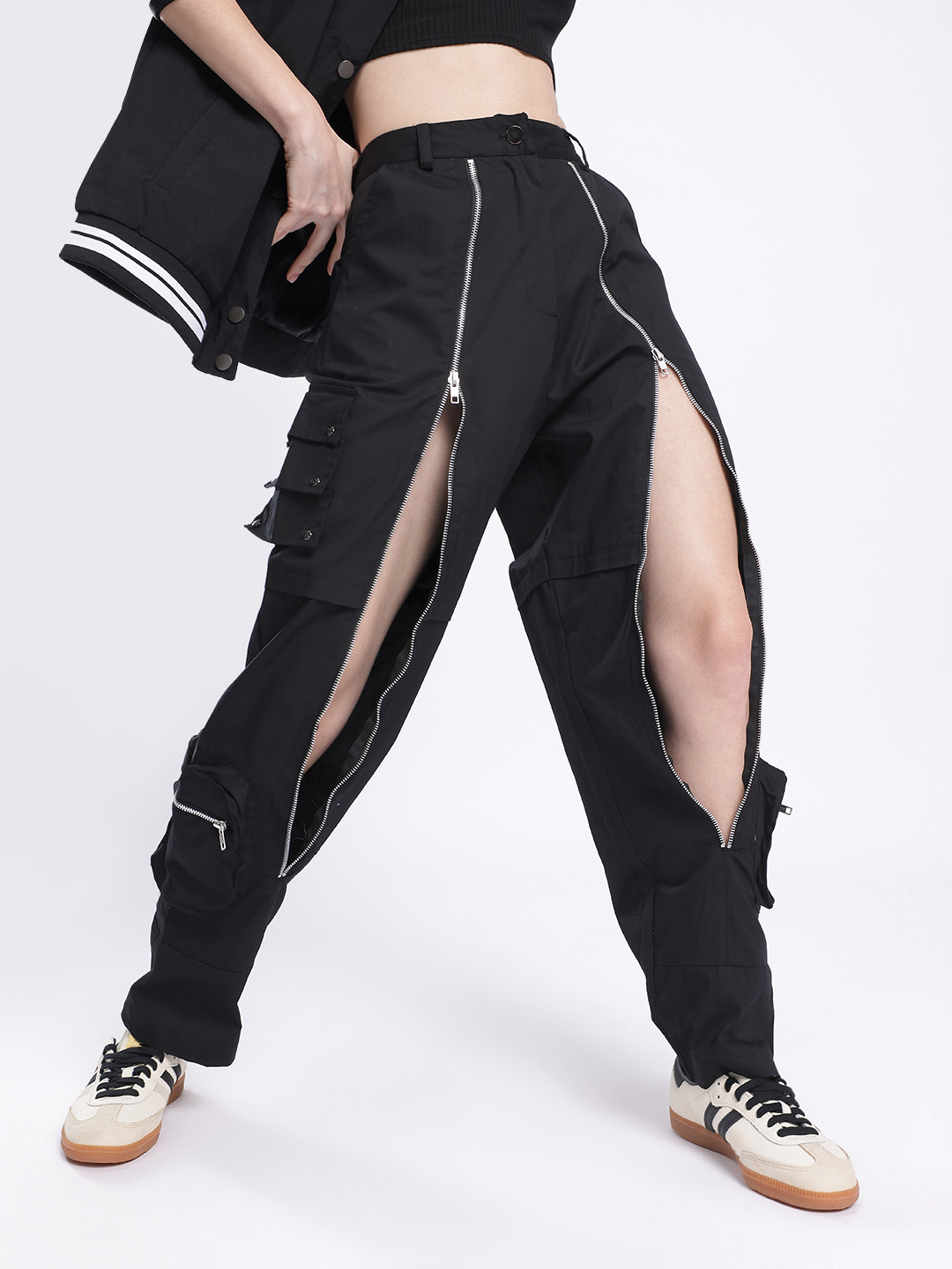 Kook N Keech Women Front Zip Relaxed Fit Trousers