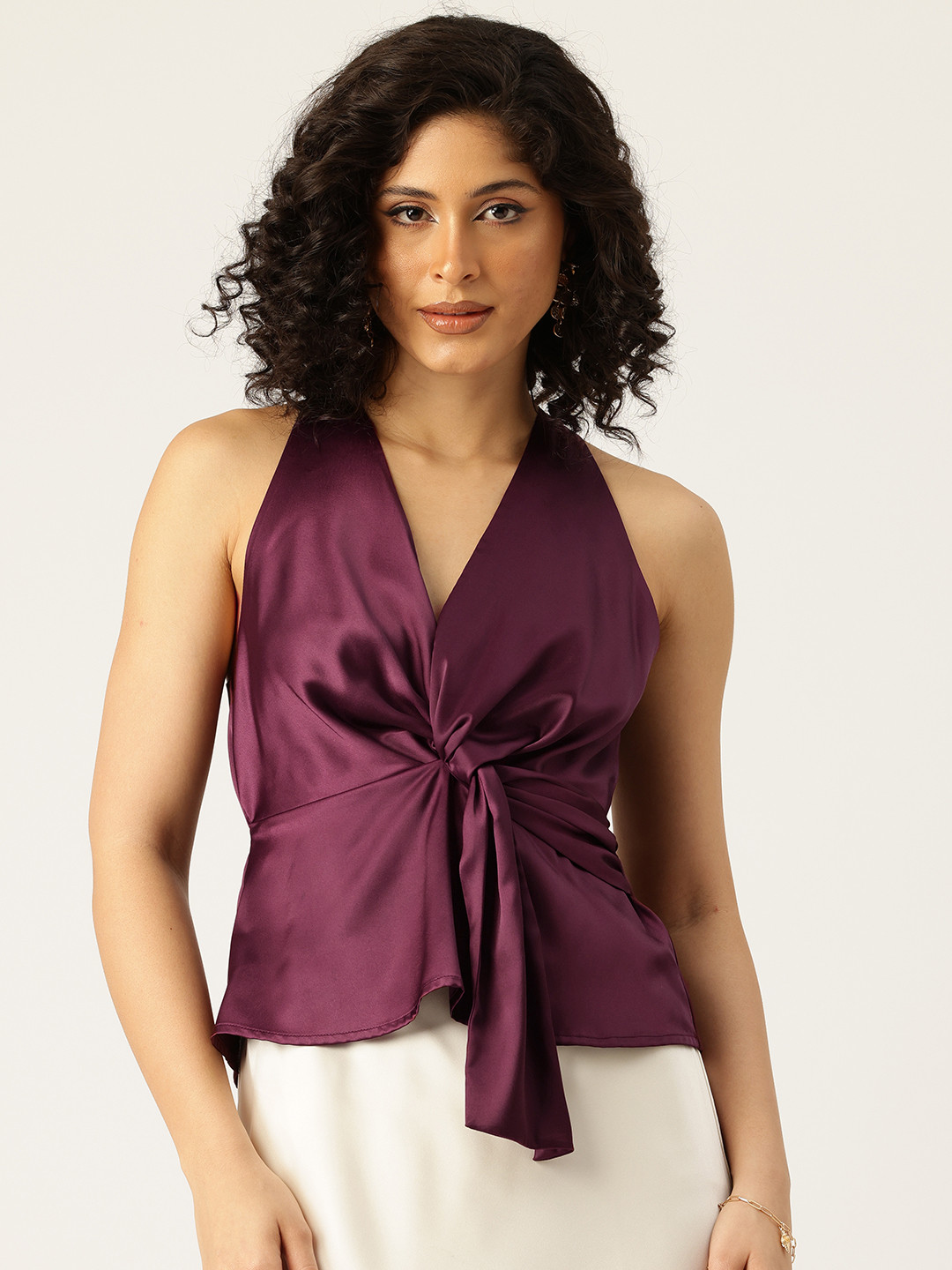 bebe Future Glam Tie-Up Wrap Top